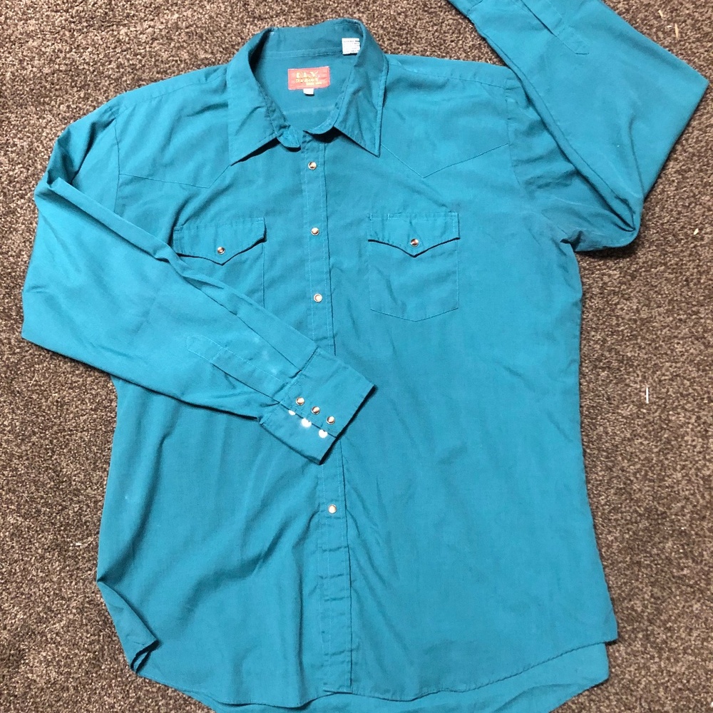 Ely turquoise blue, long-sleeve men’s shirt